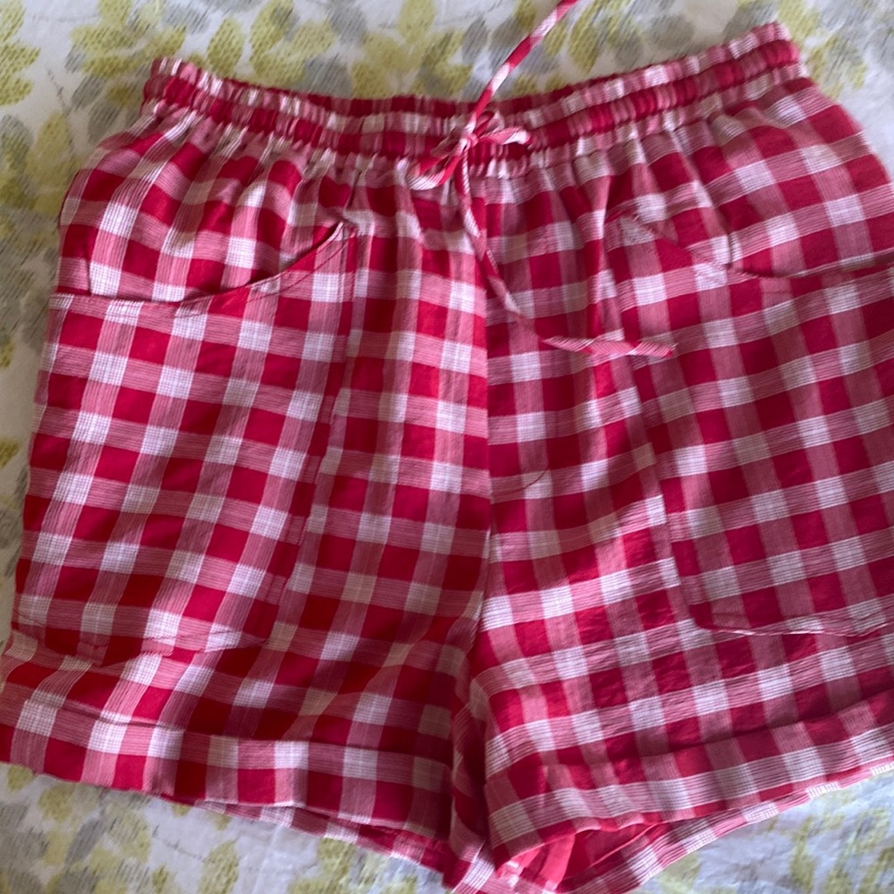 Anthropologie Pink and White Gingham Shorts